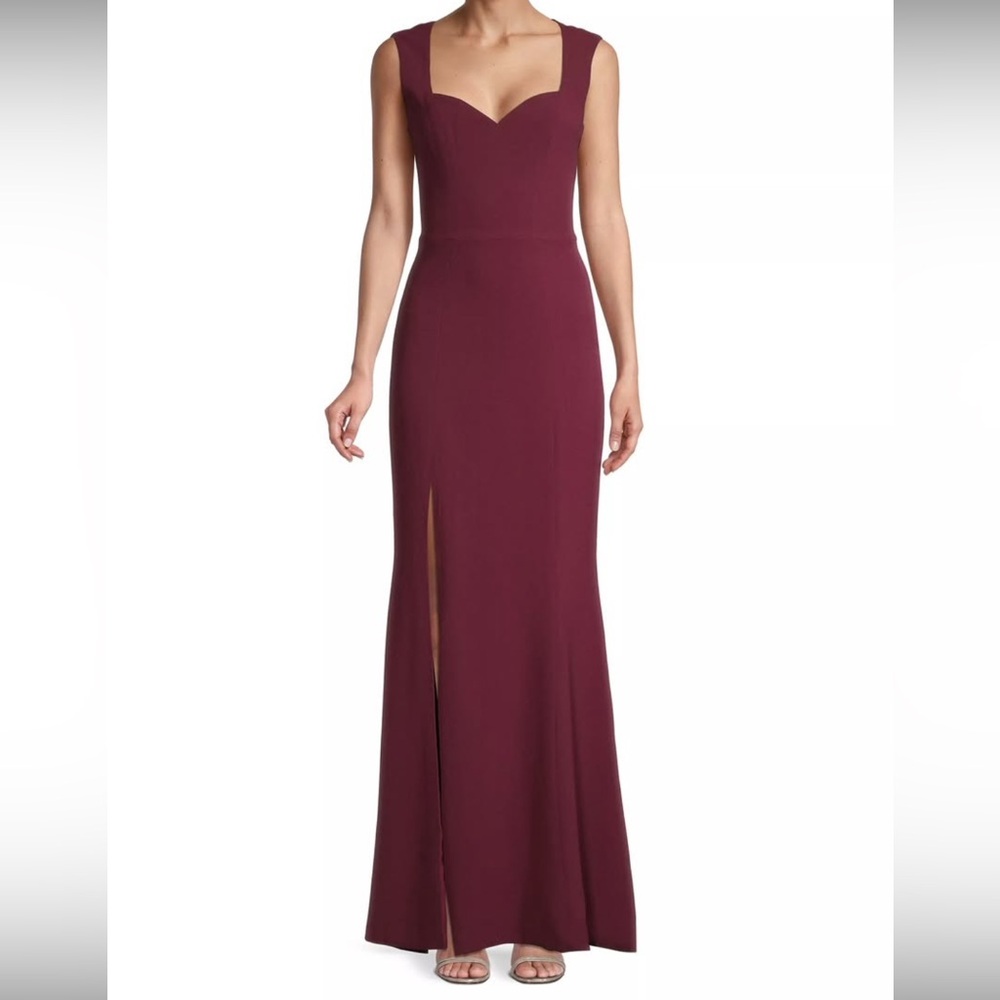 NWT Dress the Population Monroe Slit Gown in Burgundy Medium